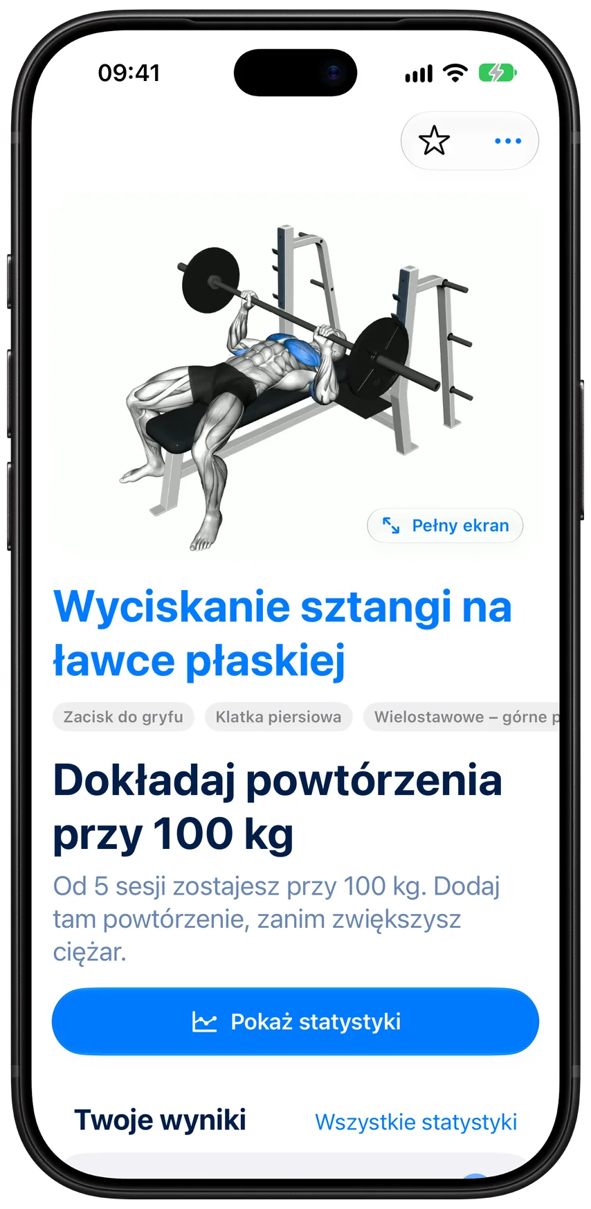 Wyciskanie sztangi na ławce w Athleonie z radą, aby dalej dokładać powtórzenia przy 100 kg, i twoje wyniki